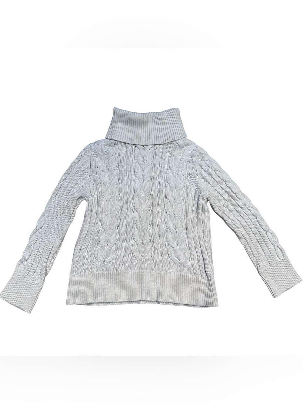 Banana Republic White Cable Knit Turtleneck Sweater